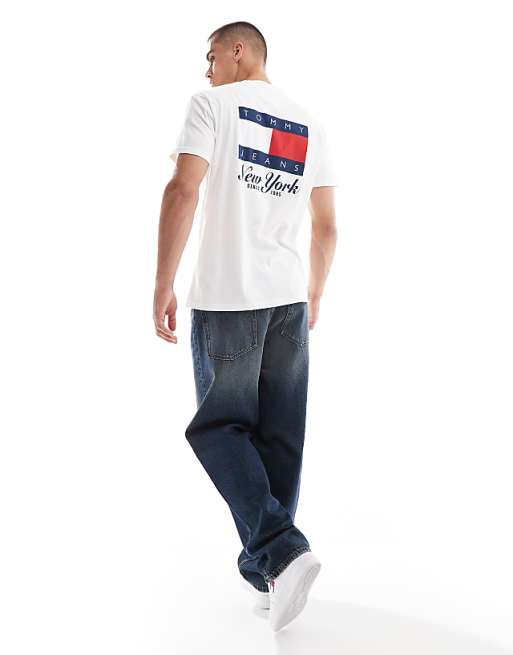 Tommy Jeans Flag Back Print Graphic T-shirt In White