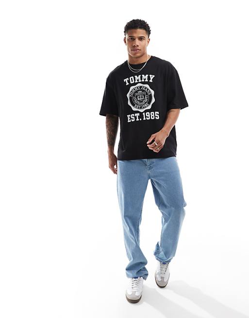 Tommy Jeans Oversized Crest Varsity Sports T-shirt In Black
