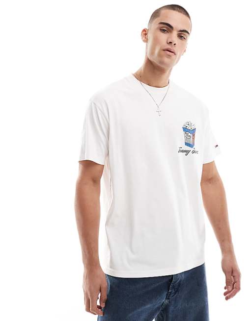 Tommy Jeans Popcorn Back Print Graphic T-shirt In Off White