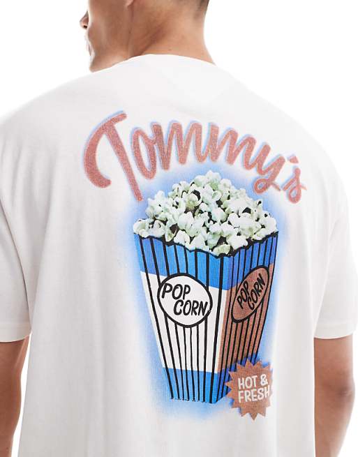 Tommy Jeans Popcorn Back Print Graphic T-shirt In Off White