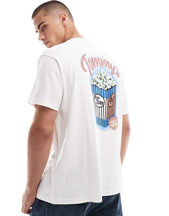 Tommy Jeans Popcorn Back Print Graphic T-shirt In Off White