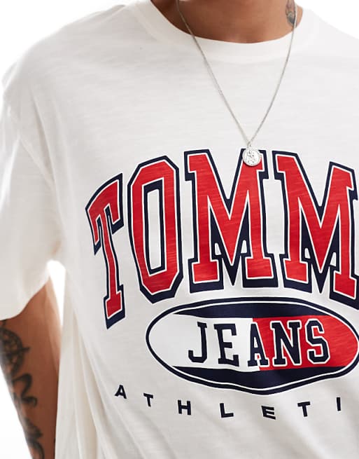 Tommy Jeans Retro Varsity Logo T-shirt In White