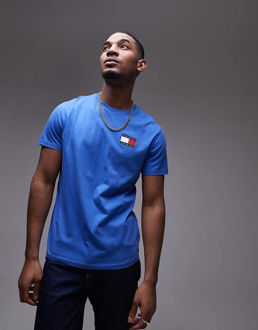 Tommy Jeans Slim Essential Flag T-shirt In Bright Blue