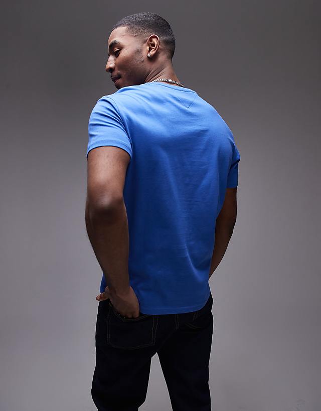 Tommy Jeans Slim Essential Flag T-shirt In Bright Blue