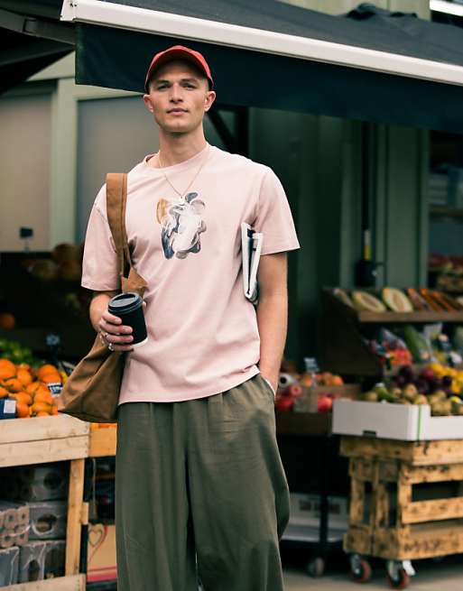 Topman casual linen blend relaxed trousers in khaki