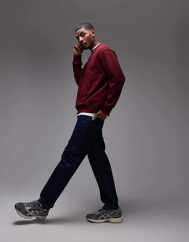Topman Classic Oversized Jersey Sweatshirt In Plum