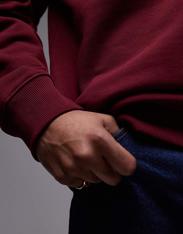 Topman Classic Oversized Jersey Sweatshirt In Plum