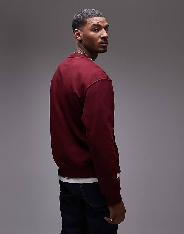 Topman Classic Oversized Jersey Sweatshirt In Plum