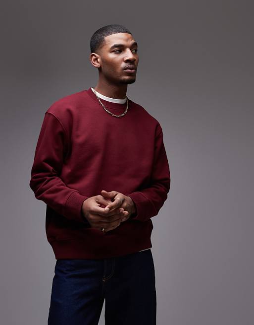 Topman Classic Oversized Jersey Sweatshirt In Plum