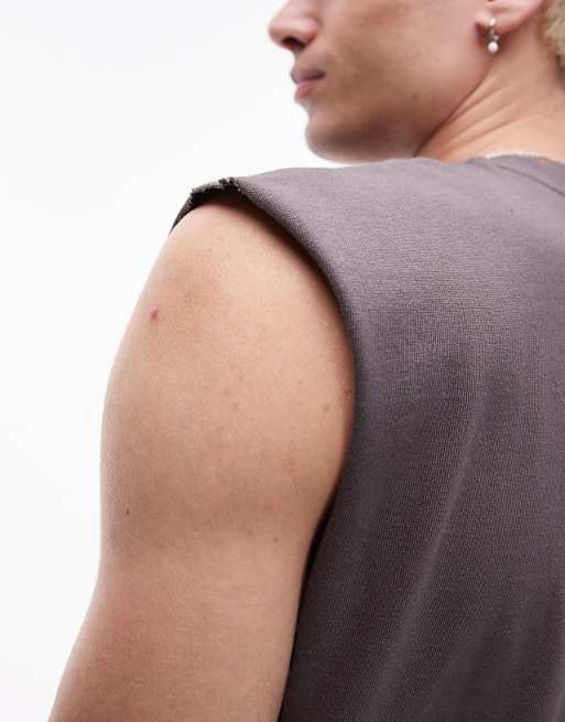 Topman Oversized Fit Sleeveless T-shirt In Grey
