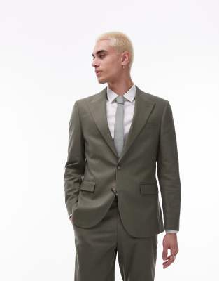 Topman Single Breasted Linen Blend In Light Blue