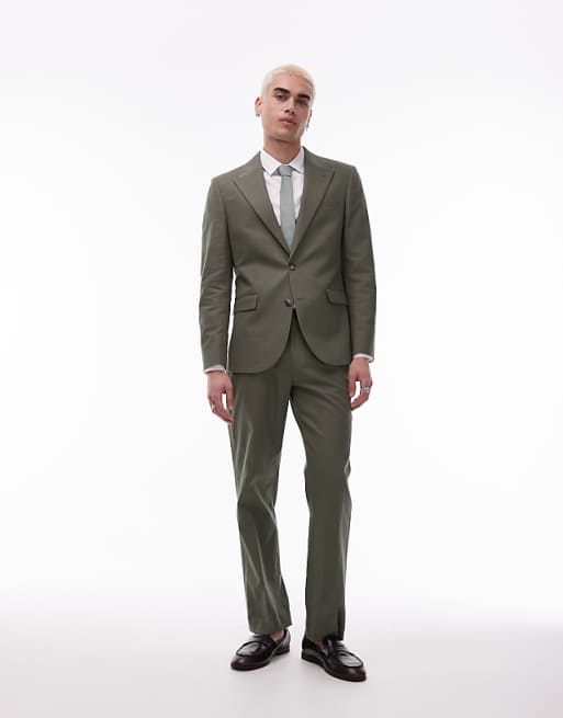 Topman single breasted linen blend in light blue