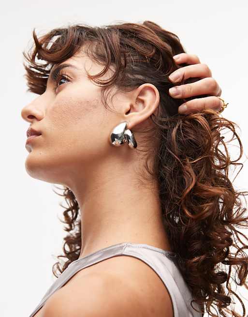 Topshop Elodie Tear Drop Earrings In Silver Tone