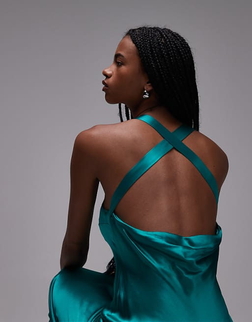 Topshop Racer Neck With Dropped Cowl Back In Electric Blue