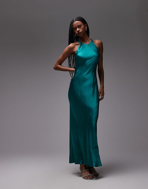 Topshop Racer Neck With Dropped Cowl Back In Electric Blue