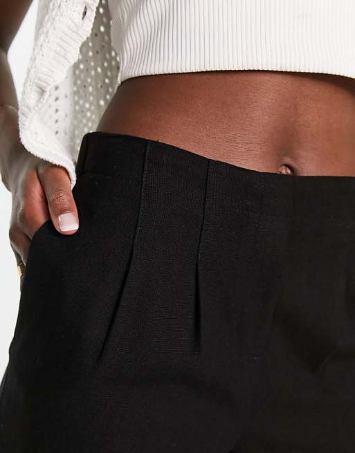 Vero Moda Pleat Front Linen Blend Shorts In Black