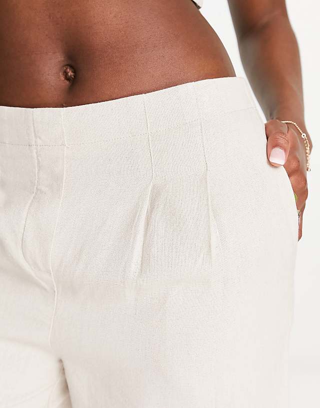 Vero Moda Pleat Front Linen Blend Shorts In Stone