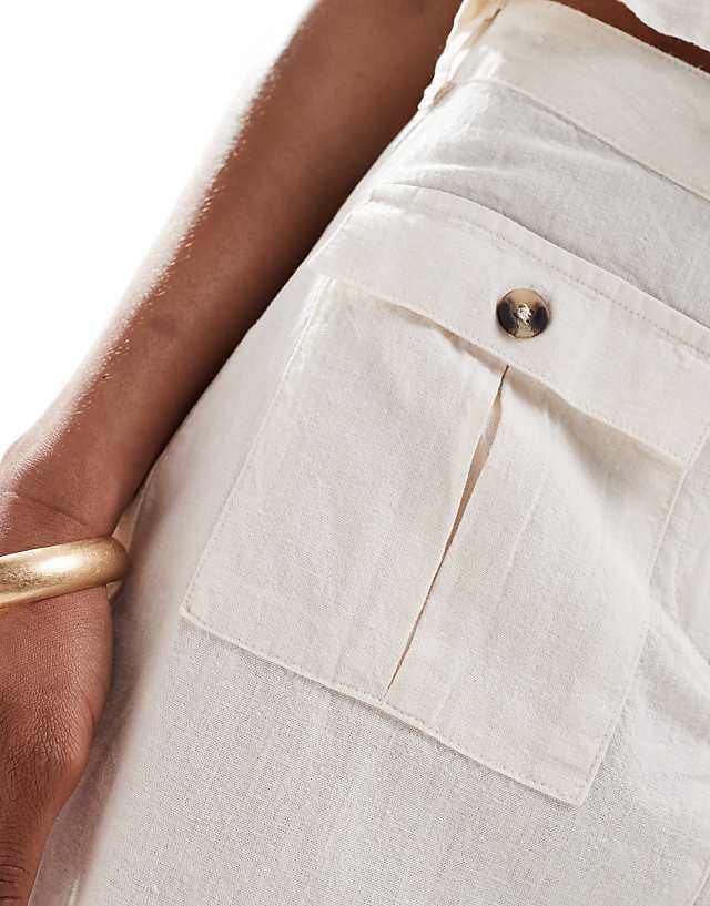 Vero Moda Tall Linen Midi Skirt Co-ord In Off White