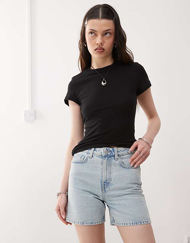 Weekday Eya High Waisted Denim Shorts In Opulent Blue Exclusive To ASOS