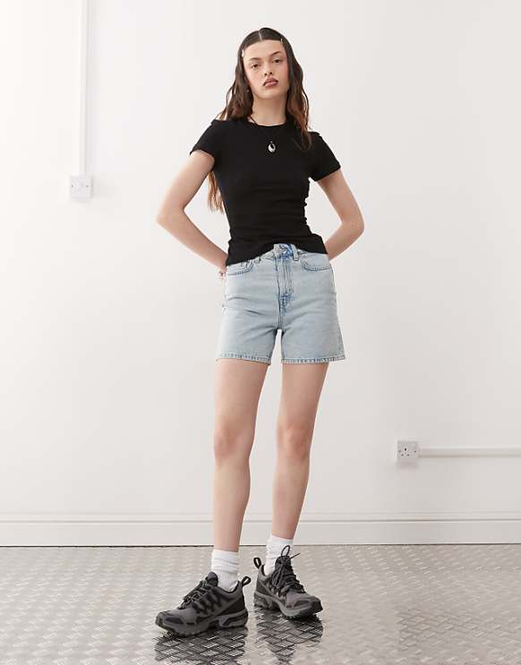 Weekday Eya High Waisted Denim Shorts In Opulent Blue Exclusive To ASOS